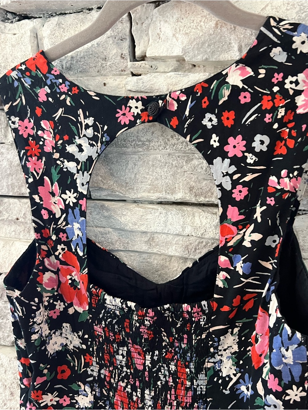 Free People Floral Fit-and-Flare Dress with Keyhole Back & Tulle Bottom Size 10 - Picture 3 of 9